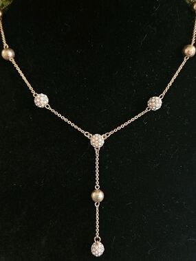 Ralph Lauren Y-Drop Necklace Crystalline Gems And Gold Tone